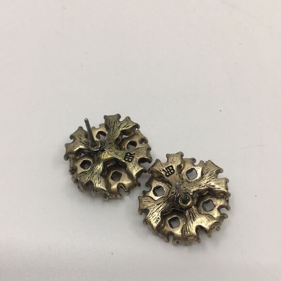 Banana Republic Black & Rhinestone Glass Multi-tiered Stud Brass Tone Earrings - Picture 13 of 14